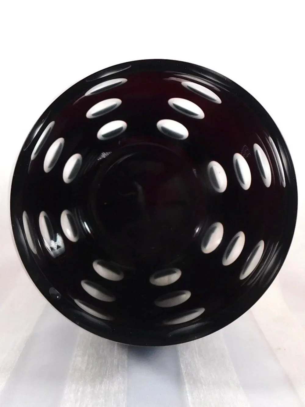 Dark Red Cut to Clear Short Round Vase # 26038